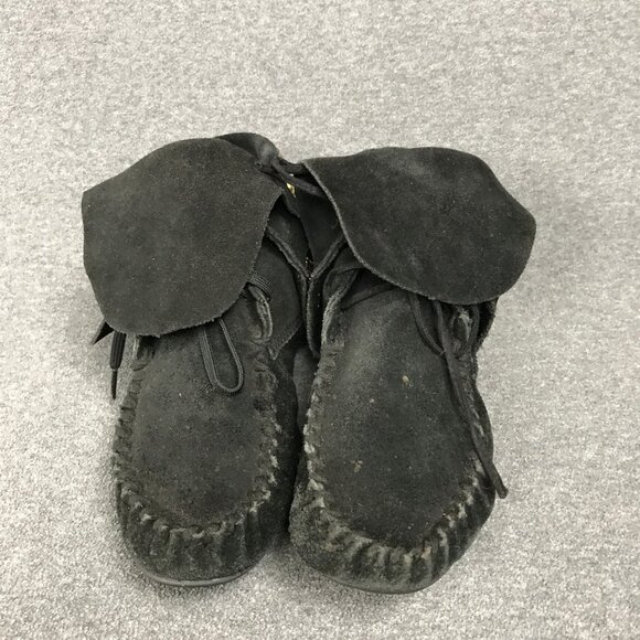 Steve Madden T-Stud Studded Black Suede Moccasin Ankle Booties Womens Size 7 - Picture 4 of 6